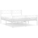 Metalowa rama łóżka z wezgłowiem i zanóżkiem, biała, 135x190 cm