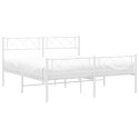 Metalowa rama łóżka z wezgłowiem i zanóżkiem, biała, 135x190 cm