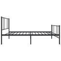 Metalowa rama łóżka z wezgłowiem i zanóżkiem, czarna, 100x200cm