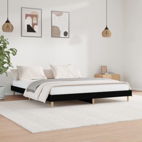 Rama łóżka, czarna, 150x200 cm, materiał drewnopochodny