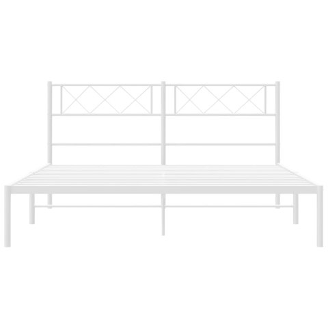 Metalowa rama łóżka z wezgłowiem biała, 140x200 cm