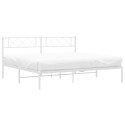 Metalowa rama łóżka z wezgłowiem, biała, 160x200 cm