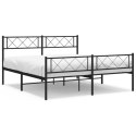Metalowa rama łóżka z wezgłowiem i zanóżkiem, czarna, 120x190cm