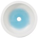 Umywalka nablatowa, biało-niebieska, okrągła, Φ41x14 cm