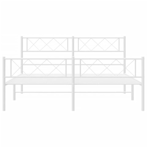 Metalowa rama łóżka z wezgłowiem i zanóżkiem, biała, 120x200 cm