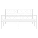 Metalowa rama łóżka z wezgłowiem i zanóżkiem, biała, 140x200 cm