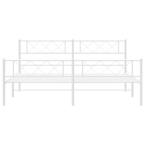 Metalowa rama łóżka z wezgłowiem i zanóżkiem, biała, 183x213 cm