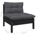 2-osobowa sofa ogrodowa z poduszkami, czarna, drewno sosnowe