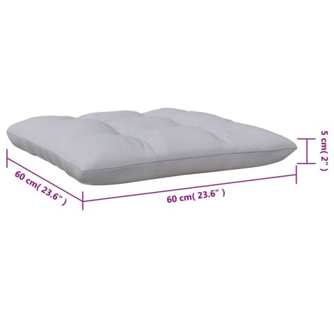 2-osobowa sofa ogrodowa z szarymi poduszkami, drewno sosnowe