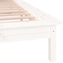 Rama łóżka z LED, biała, 140x190 cm, lite drewno
