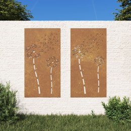 Ogrodowe dekoracje ścienne, 2 szt., 105x55 cm, stal kortenowska