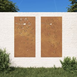 Ogrodowe dekoracje ścienne, 2 szt., 105x55 cm, stal kortenowska