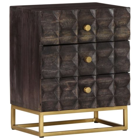 Szafka nocna, czarna, 40 x 30 x 50 cm, lite drewno mango