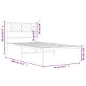 Metalowa rama łóżka z wezgłowiem, biała, 90x190 cm