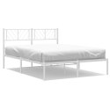 Metalowa rama łóżka z wezgłowiem, biała, 120x200 cm