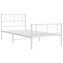 Metalowa rama łóżka z wezgłowiem i zanóżkiem, biała, 100x190 cm