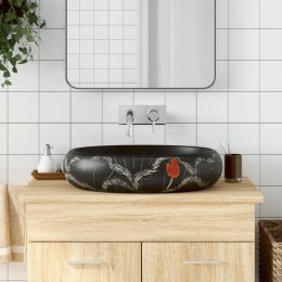 Umywalka nablatowa, czarna, owalna, 59x40x15 cm, ceramiczna