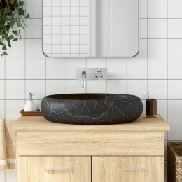 Umywalka nablatowa, czarna, owalna, 59x40x15 cm, ceramiczna