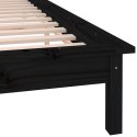 Rama łóżka z LED, czarna, 160x200 cm, lite drewno