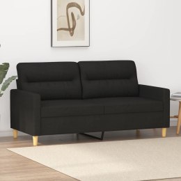 Sofa 2-osobowa, czarna, 140 cm, tapicerowana tkaniną