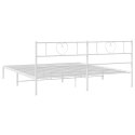 Metalowa rama łóżka z wezgłowiem, biała, 193x203 cm