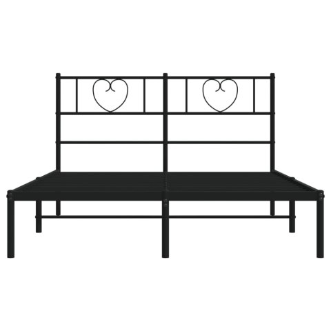 Metalowa rama łóżka z wezgłowiem, czarna, 140x190 cm