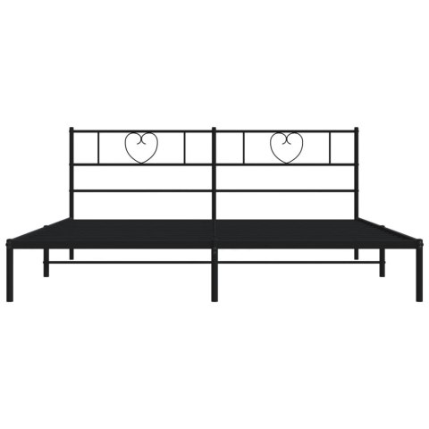 Metalowa rama łóżka z wezgłowiem, czarna, 183x213 cm