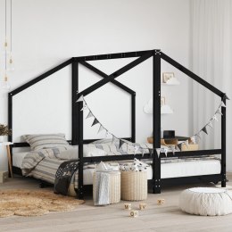 Rama łóżka dziecięcego, czarna, 2x(90x200) cm, drewno sosnowe