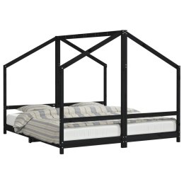 Rama łóżka dziecięcego, czarna, 2x(90x200) cm, drewno sosnowe