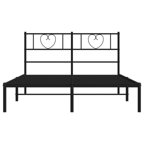 Metalowa rama łóżka z wezgłowiem czarna, 140x200 cm