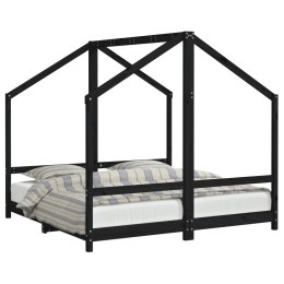 Rama łóżka dziecięcego, czarna, 2x(80x160) cm, drewno sosnowe