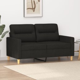 Sofa 2-osobowa, czarna, 120 cm, tapicerowana tkaniną