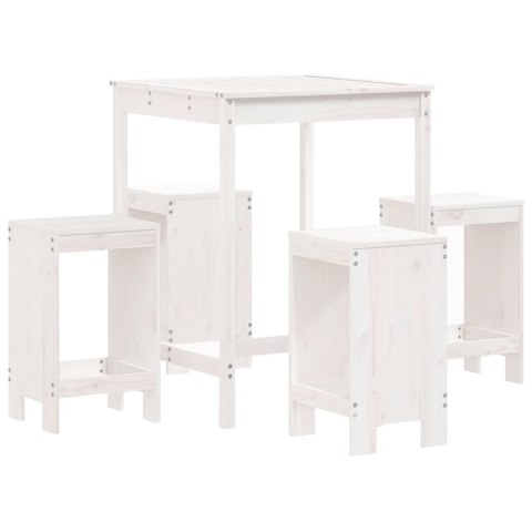 5-cz. zestaw mebli barowych do ogrodu, biały, drewno sosnowe