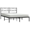 Metalowa rama łóżka z wezgłowiem, czarna, 135x190 cm