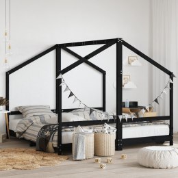 Rama łóżka dziecięcego, czarna, 2x(90x190) cm, drewno sosnowe