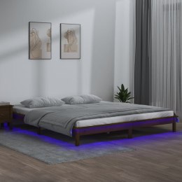 Rama łóżka z LED, miodowy brąz, 120x200 cm, lite drewno