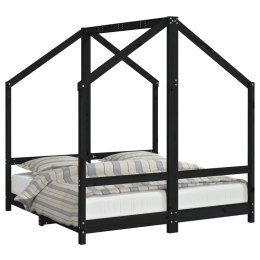 Rama łóżka dziecięcego, czarna, 2x(70x140) cm, drewno sosnowe