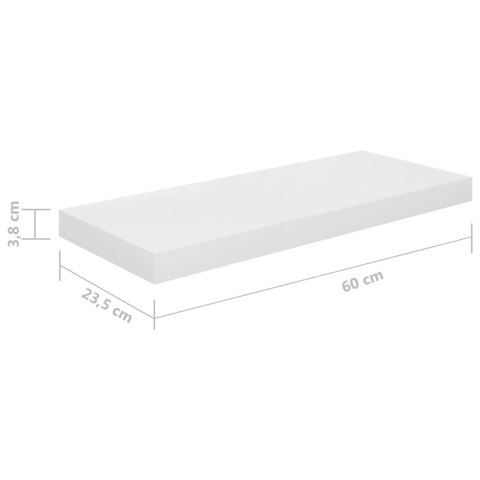 Półki ścienne, 4 szt., wysoki połysk, białe, 60x23,5x3,8cm, MDF Półki ścienne, 4 szt., wysoki połysk, białe, 60x23,5x3,8cm, MDF