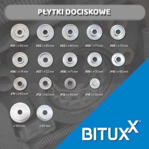 Zestaw narzędzi do łożysk kół piast i wałów napędowych 31 elementów w walizce