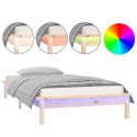 Rama łóżka z LED, 75x190 cm, pojedyncza, lite drewno
