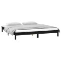 Rama łóżka z LED, czarna, 200x200 cm, lite drewno