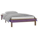 Rama łóżka z LED, miodowy brąz, 90x190 cm, lite drewno