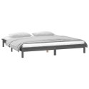 Rama łóżka z LED, szara, 120x190 cm, podwójna, lite drewno
