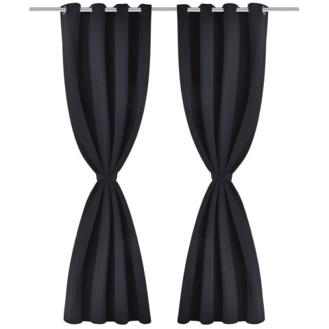 Czarne zasłony zaciemniające z metalowymi otworami x2 135 x 245 cm