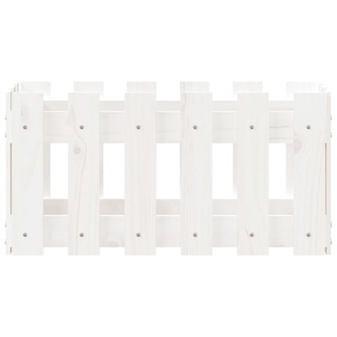 Donica ogrodowa z płotkiem, biała, 60x30x30 cm, drewno sosnowe