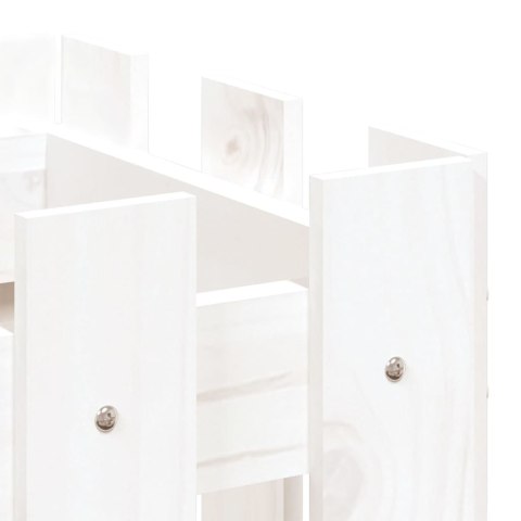 Donica ogrodowa z płotkiem, biała, 60x30x30 cm, drewno sosnowe