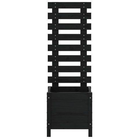 Donica ogrodowa z trejażem, czarna, 39x39,5x114 cm, lita sosna