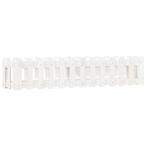 Rabata ogrodowa z płotkiem, biała, 150x30x30 cm, drewno sosnowe