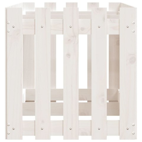 Rabata ogrodowa z płotkiem, biała, 150x50x50 cm, drewno sosnowe