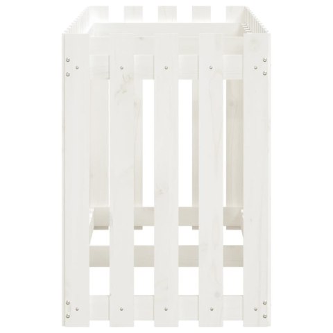 Rabata ogrodowa z płotkiem, biała, 150x50x70 cm, drewno sosnowe